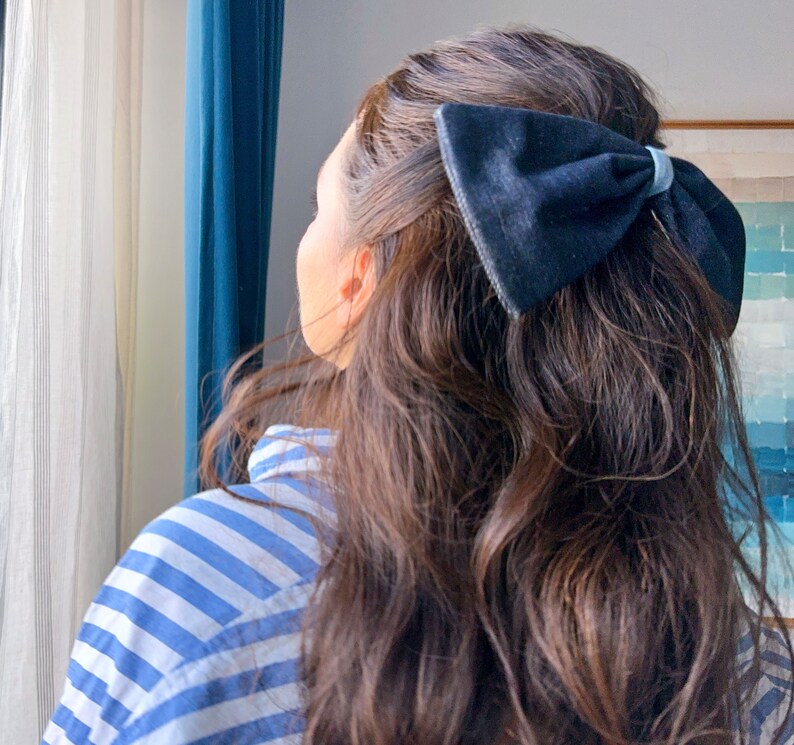 ReClaimed Denim Hair Bow image 2