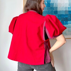 Romantic Red UP-cycled Flannels Blouse image 6