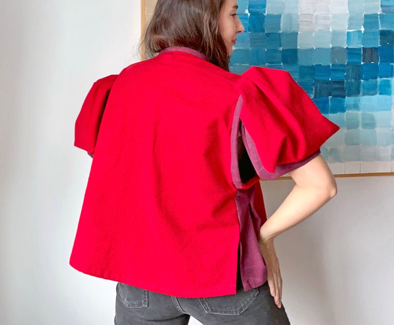 Romantic Red UP-cycled Flannels Blouse image 6