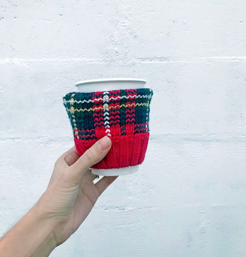 Cotton Coffee Cozy Cozie from reclaimed materials image 3