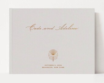 Luxury Wedding Guest Book | Customized Wedding Book | Neutral Lined Guestbook | Gold Foil Guestbook | Minimalist Wedding | Art Deco Wedding
