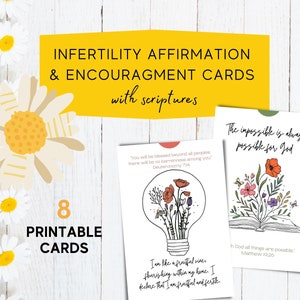 Tarjetas de afirmación y aliento de fertilidad con Escrituras / Esperanza de infertilidad / Escrituras de fertilidad imprimibles / Afirmaciones de FIV imprimibles