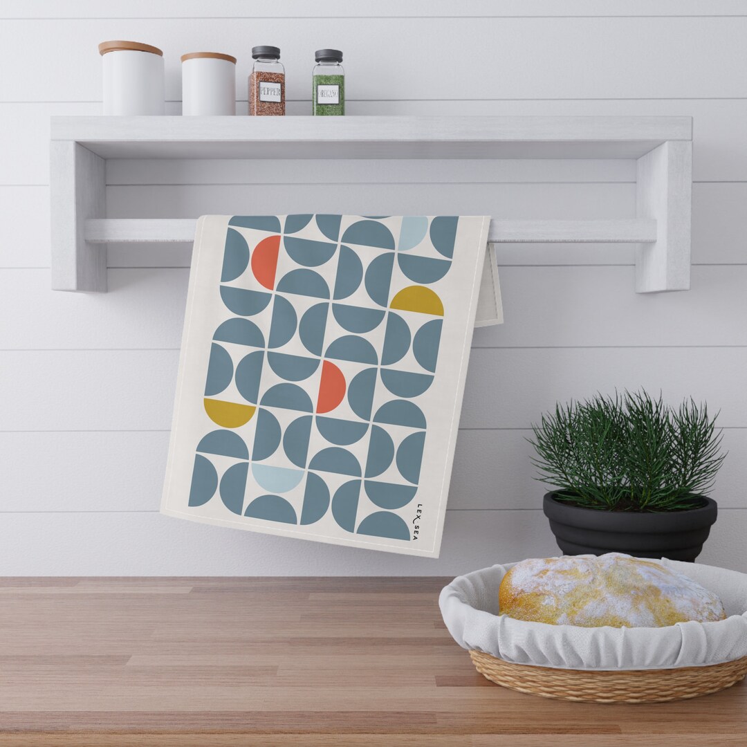 Sky Blue Circles Kitchen Towel | Scandinavian Modern Design Dish Towel ...