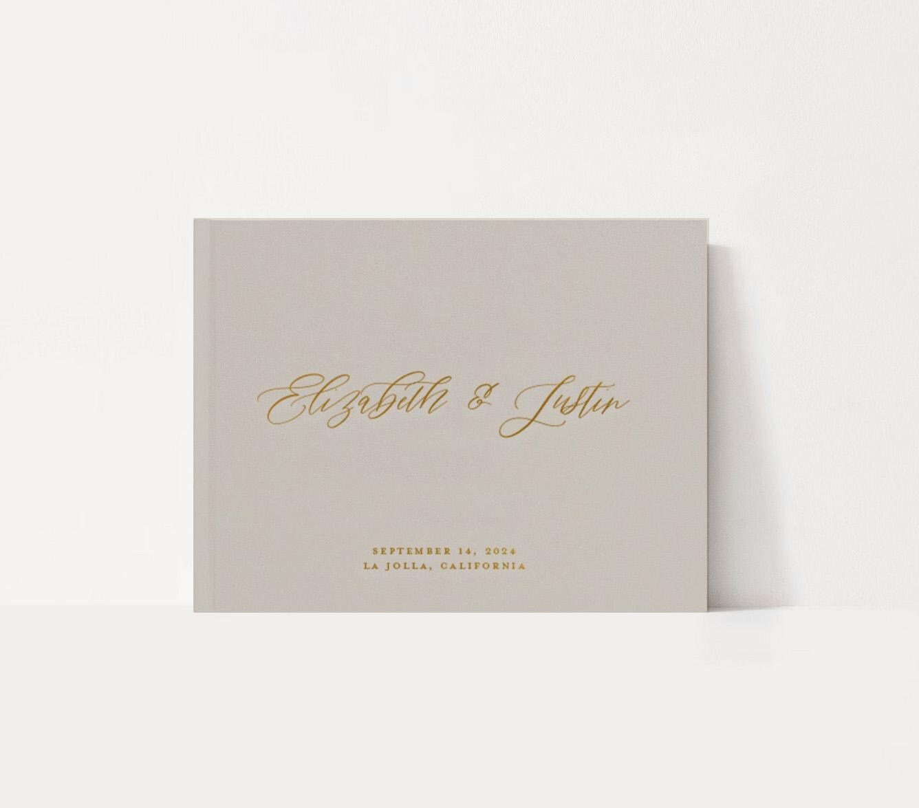 Elegant Wedding Guest Book | Customized Name Wedding Book | Neutral Lined Guestbook Silver Foil  | Minimalist Wedding Polaroid Photo Album