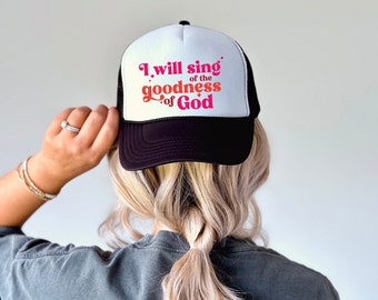 Goodness of God Snap-back Trucker Caps | Inspirational Hat | Christian Trucker Hat | Faithfulness of God Gift | God is Good All the Time