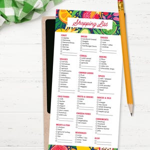 Grocery Shopping List | Magnetic Market Notepad | Cheerful Market List | Checklist for the Grocery Store | Tropical Fruit Notepad for Fridge