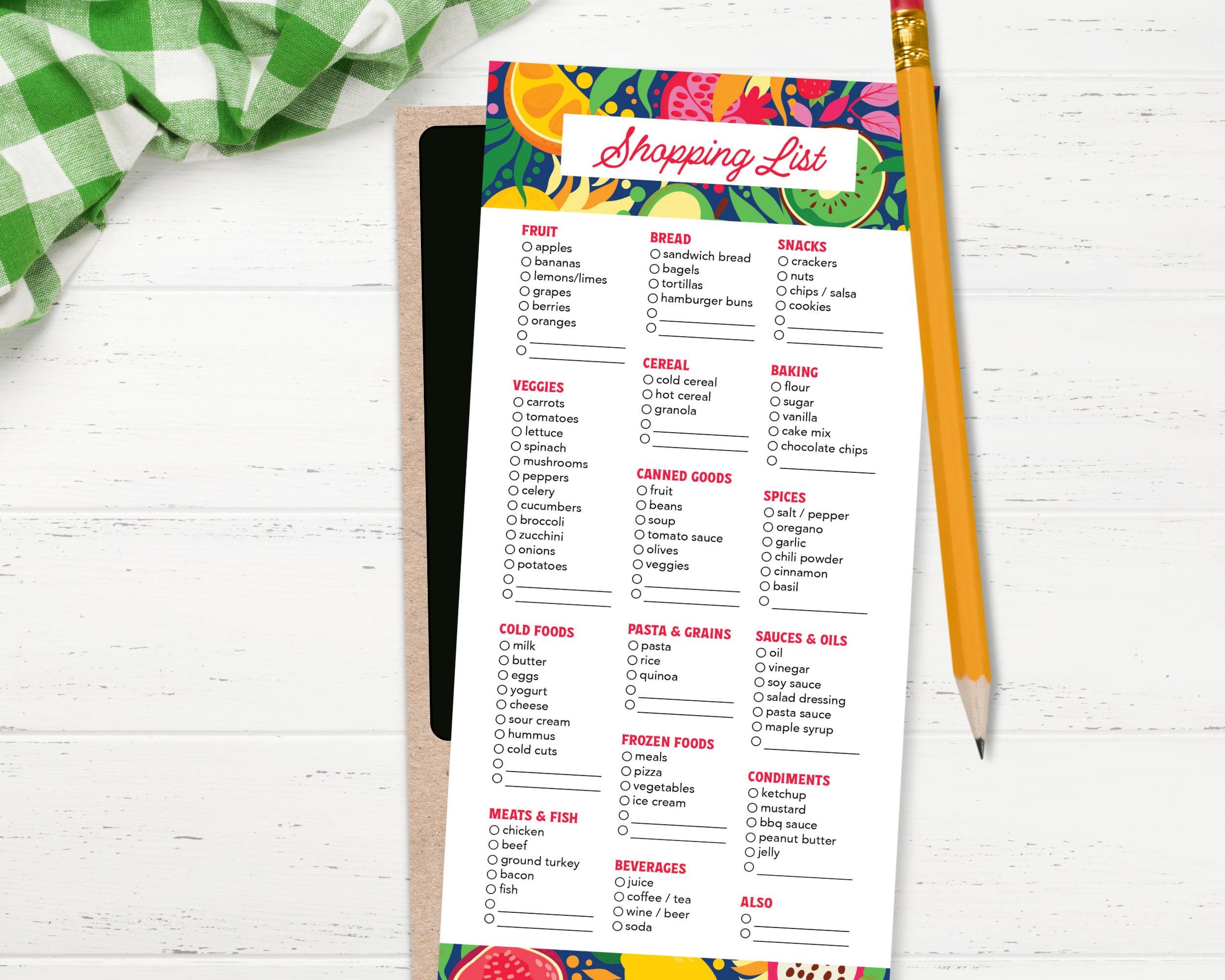 Tropical fruit-themed magnetic grocery shopping list notepad