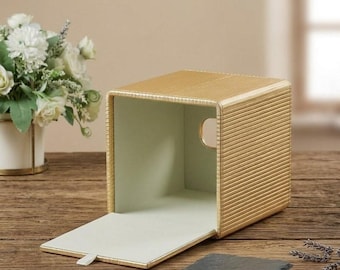 Square PU Leather Tissue Box Cover – Modern Ivory Decorative Tissue Holder for Home & Office Table Décor