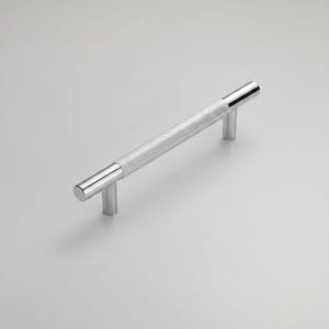 ローレット加工のクロム製キャビネットプル、キッチン家具用シルバー引き出しハンドル、テクスチャードグリップバー