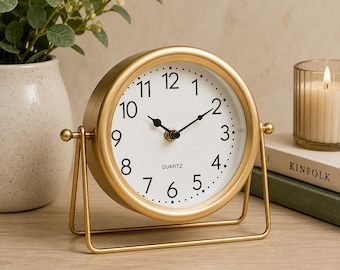 Retro Analog Table Clock, Silent Desk Decor for Bedroom, Shelf and Office