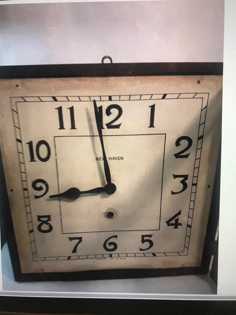 Vintage 1917 New Haven Square 8 Day Wall Clock Wind up WORKING Etsy