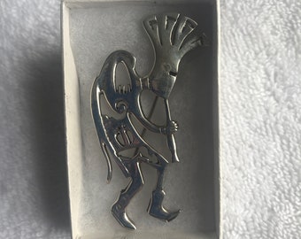 Brooch pin silver ? pendant marked Vintage Kokopelli  figure 2.5 inch western Kokopelli