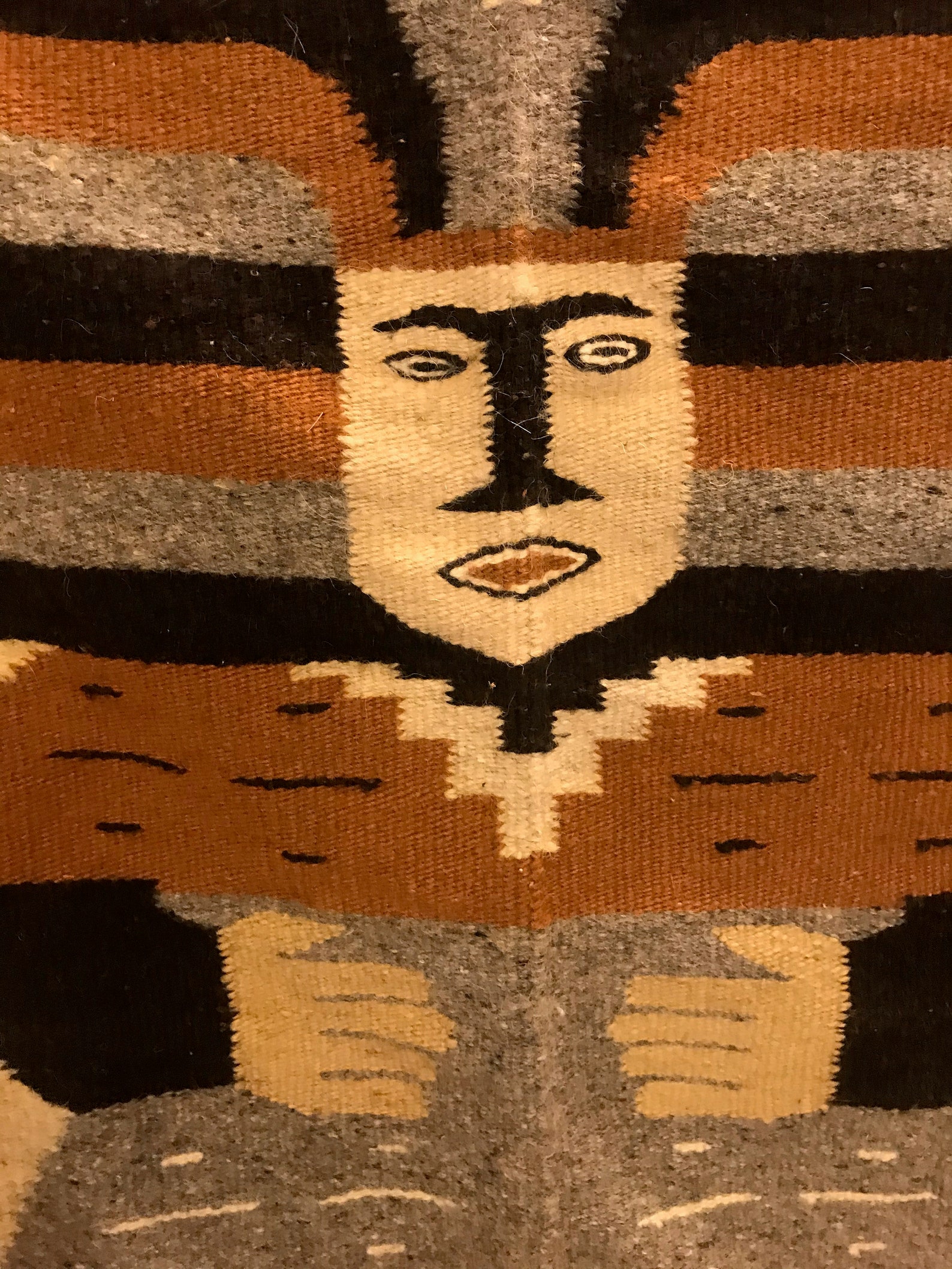 Vintage Wool Horse Blanket Wall Hanging Hand Made Aztec Navaho Mexican