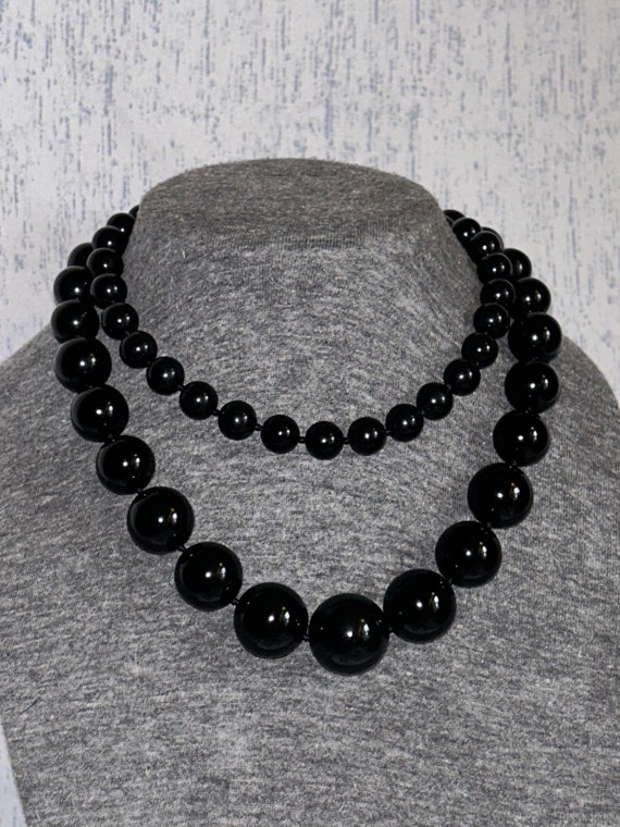 2 Vintags Clunky Black and White Beaded Necklaces
