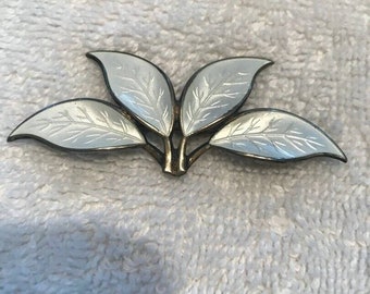 Vintage sterling silver brooch pin David Andersen Norway Enamel 4 leaf hand made