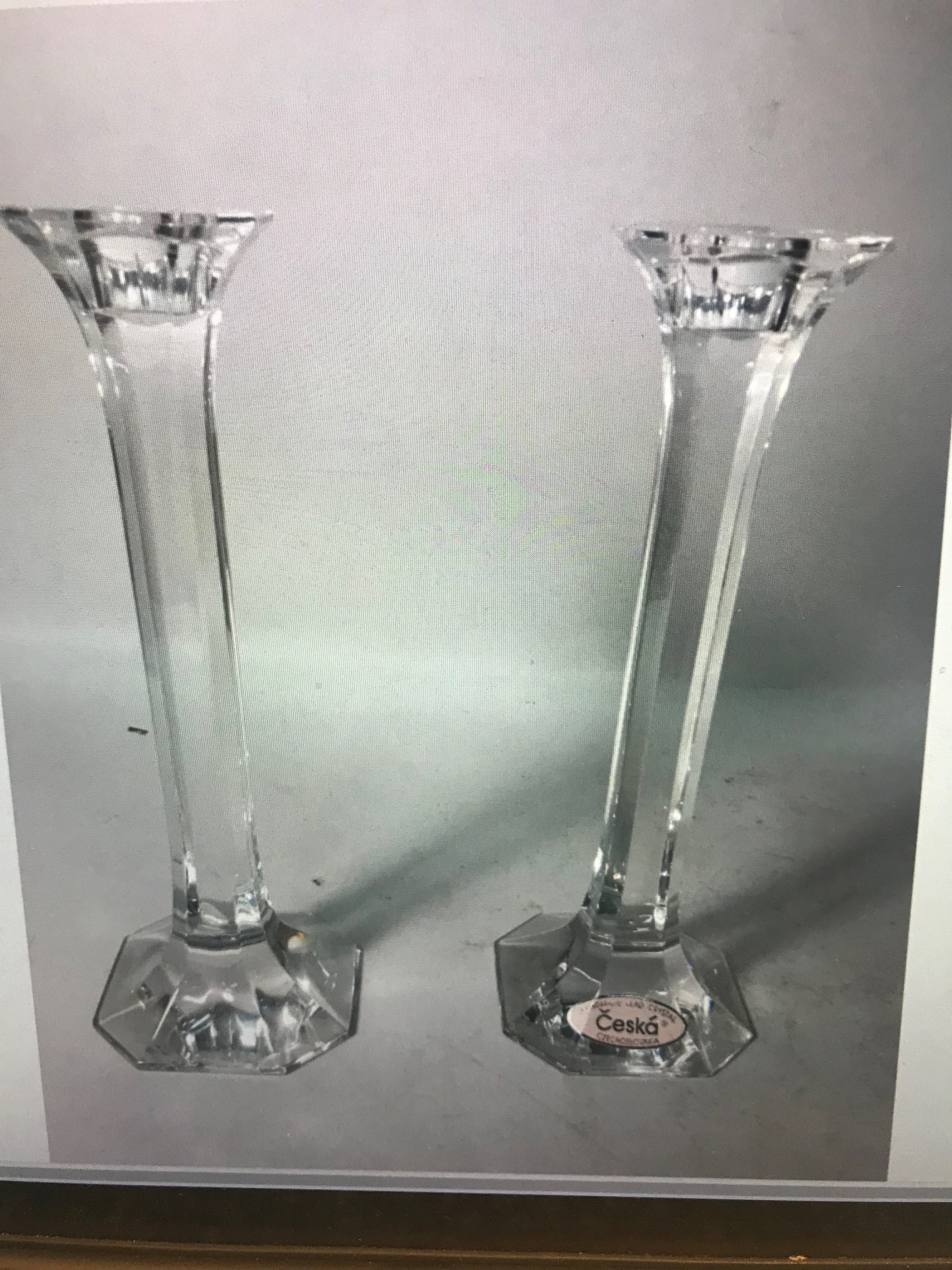 Vintage Ceska Handmade Lead Crystal Candle Holders Sticks Etsy Canada