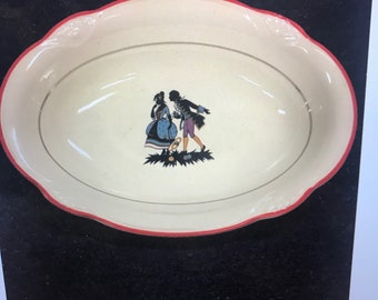Oval serving dish Vintage HOMER LAUGHLIN Courting Couple  USA 1930's Porcelain