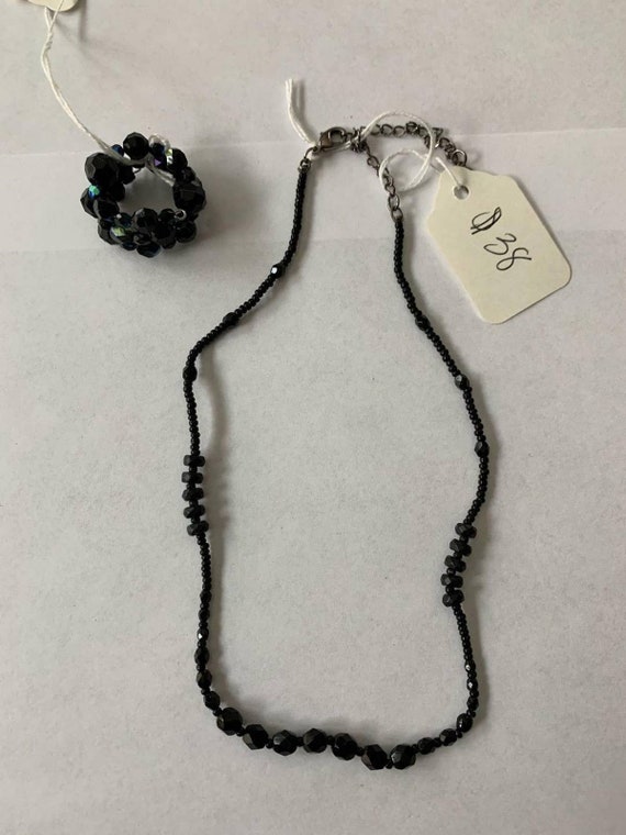 Costume Jewelry, Black Necklace and Slinky Ring Se