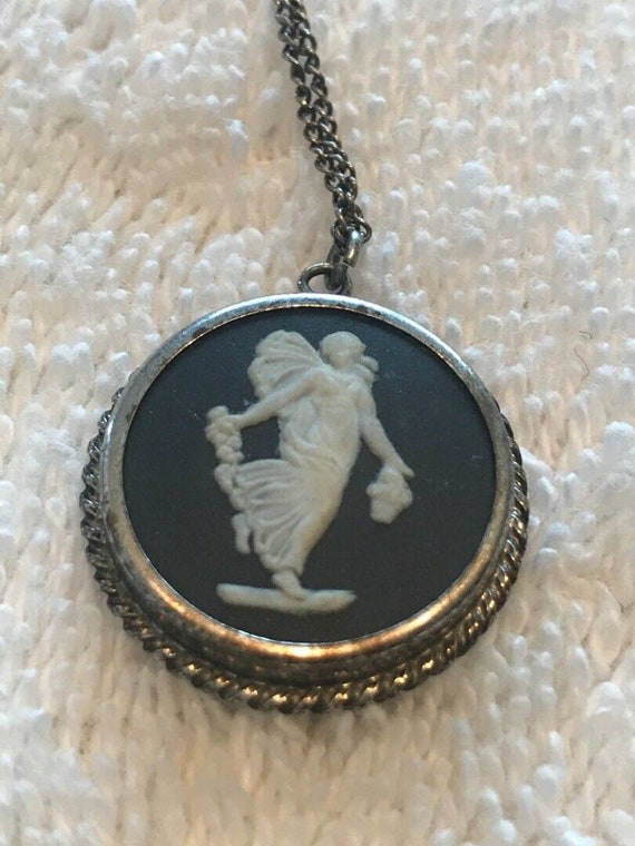 Vintage Wedgwood England Black Jasperware Angel cameo… Gem