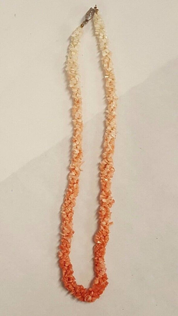 Vintage PINK and WHITE Natural Coral Necklace Gol… - image 6