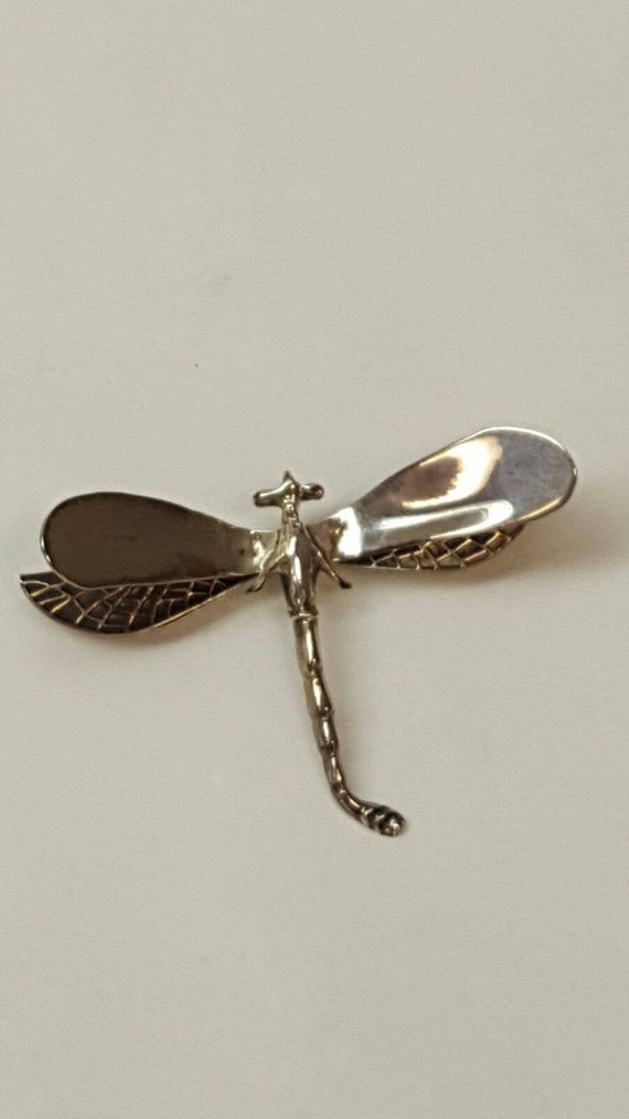 STERLING Silver Vintage Dragon Fly Brooch PIN Taxc