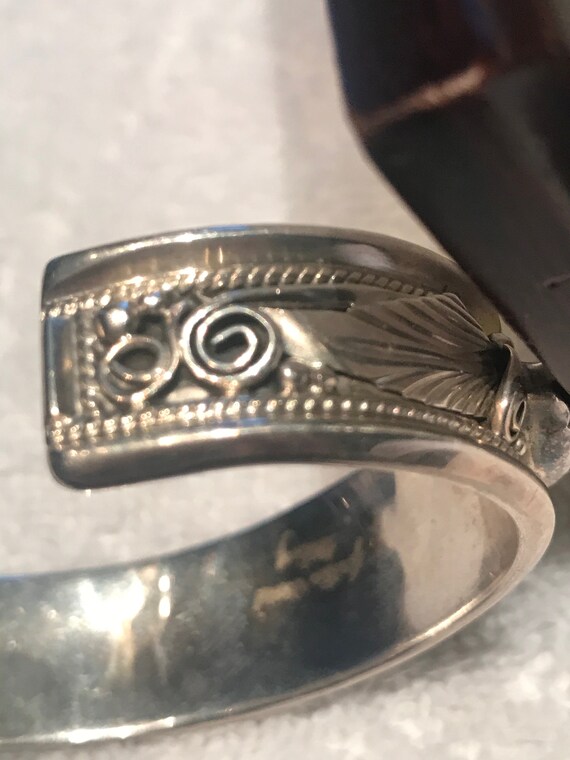 Vintage sterling silver cuff bracelet amethyst si… - image 3