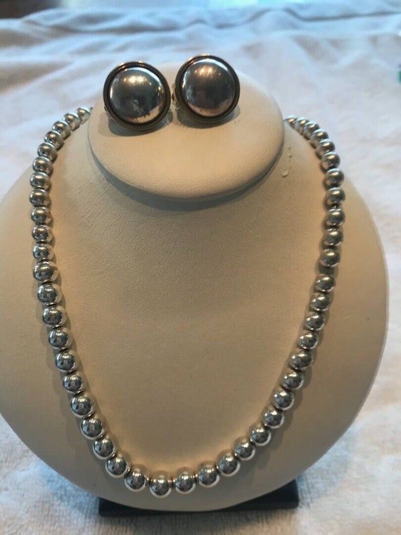 Vintage RL Ralph Lauren silvertone beaded necklace