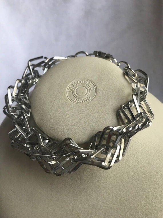 Vintage Silver tone Germany Bracelet Wire cluster… - image 2