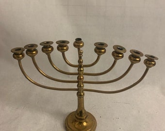 Menorah de Hanoucca vintage, laiton massif, menorah de Hanoucca