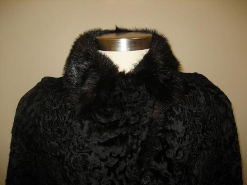 Vintage Black Lambswool Coat With Fur Collar Custom Made Etsy