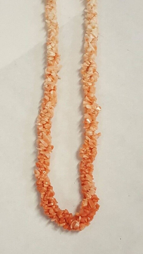 Vintage PINK and WHITE Natural Coral Necklace Gol… - image 5
