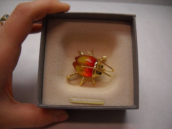SWARVOSKI Crystal Beetle Pin 2 Tone Yellow Orange… - image 6
