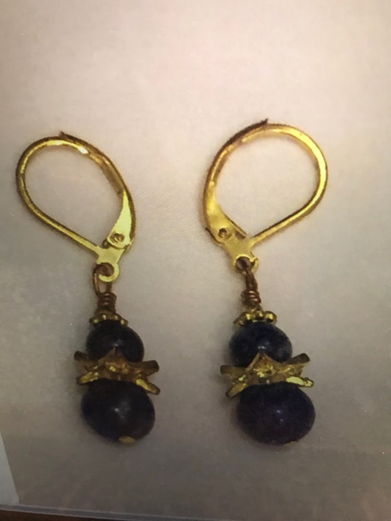 Blue lapis gemstone with gold tone beaded 18 inch… - image 6