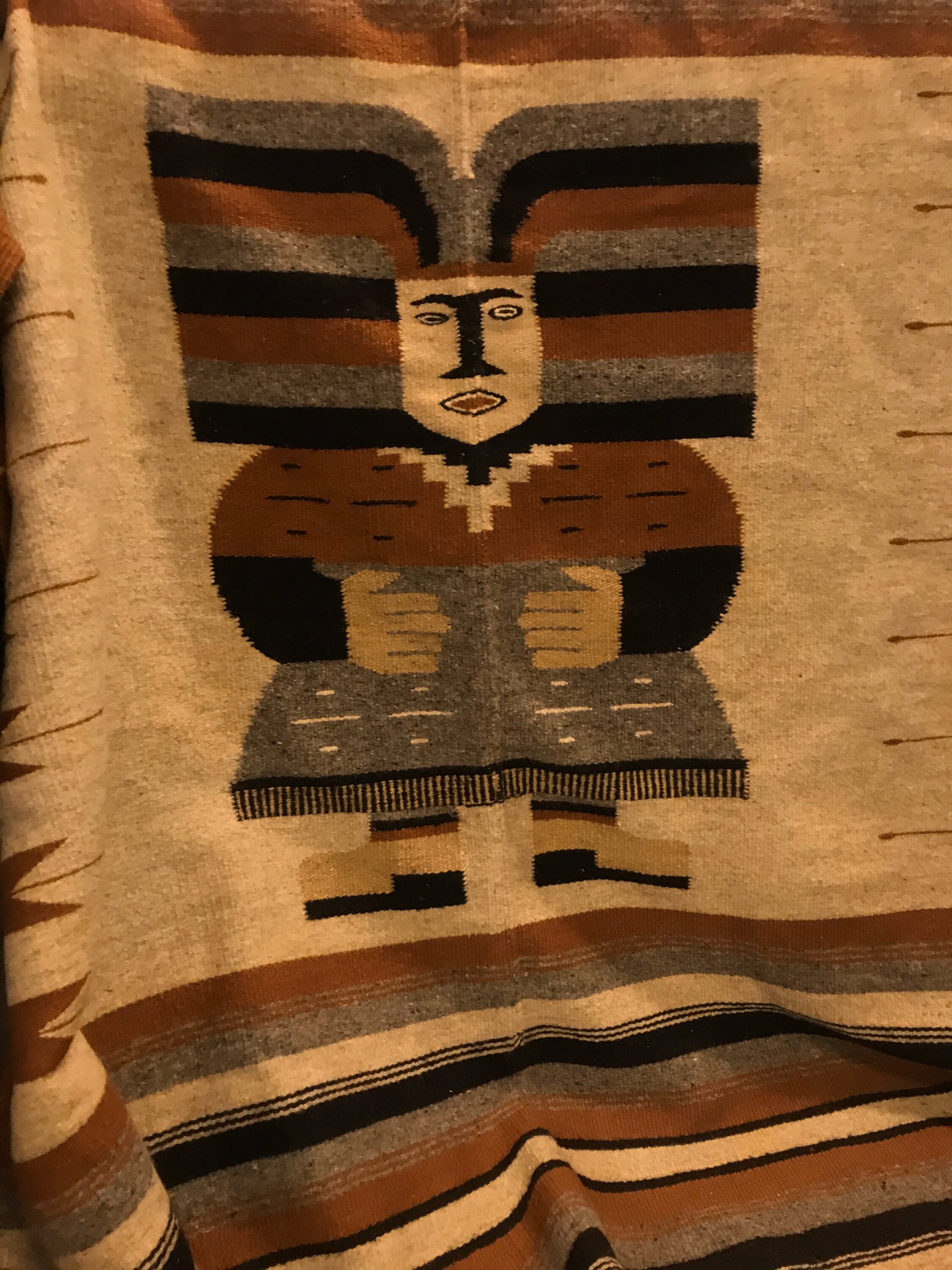 Vintage Wool Horse Blanket Wall Hanging Hand Made Aztec Navaho Mexican