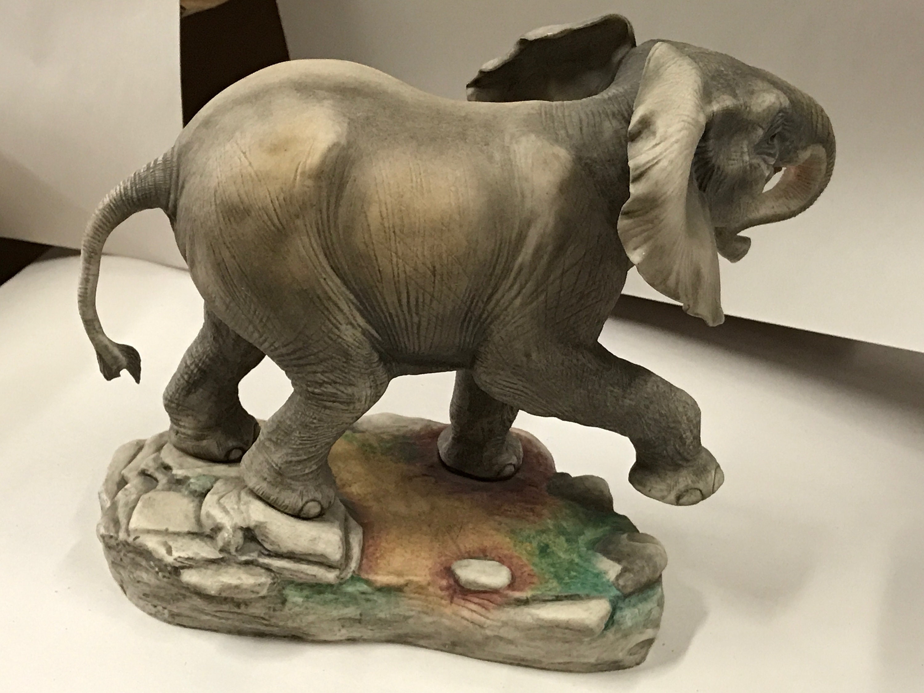 Large Boehm Porcelain Bisque African Elephant 20044 Statue Figurine Etsy