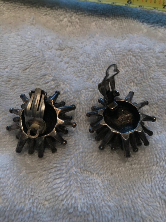 Vintage silver sea urchin clip earrings mid centu… - image 2