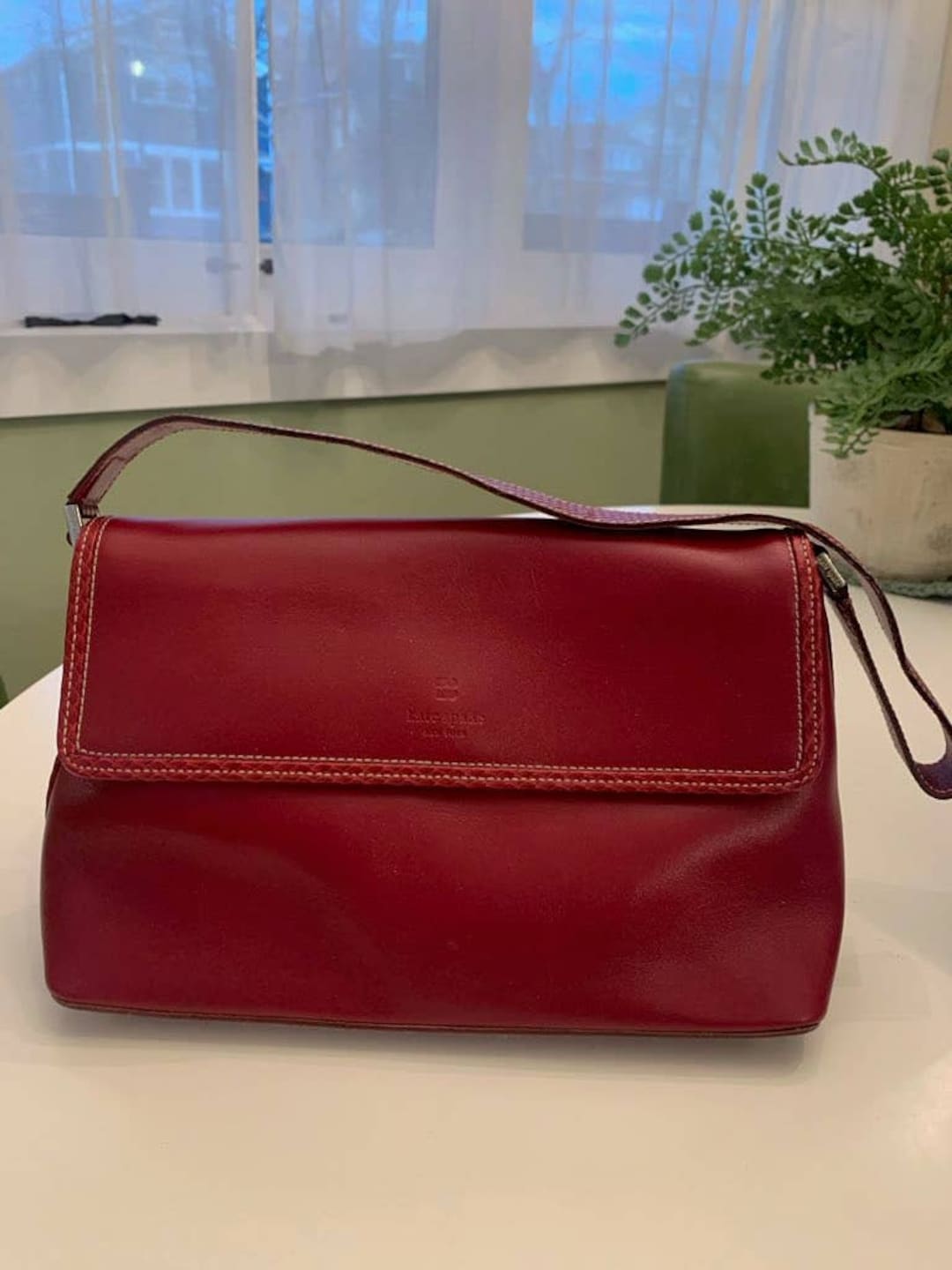 Red Burgundy Leather Kate Spade New York Handbag / Shoulder Bag, Italy