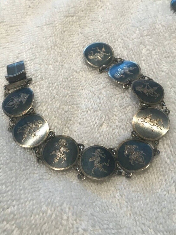 Siam Sterling silver bracelet 9 pieces pendant 1 … - image 2