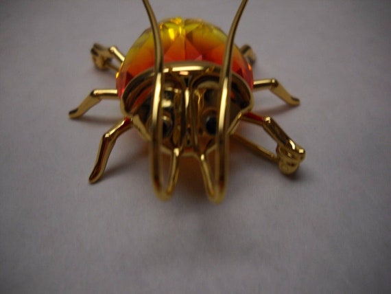 SWARVOSKI Crystal Beetle Pin 2 Tone Yellow Orange… - image 3