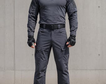 Men’s Tactical Uniform Set, Military Combat Shirt & Cargo Pants, Army Training Outfit