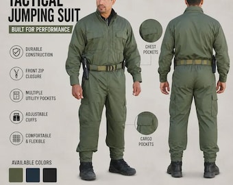 Tactical Jumpsuit for Men – Military-Style Coverall, Utility Workwear, Outdoor Combat Suit