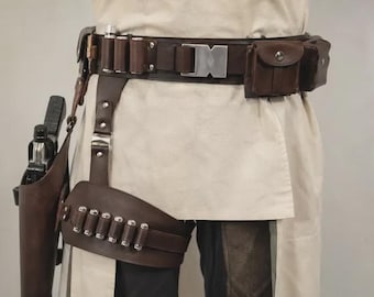 Mandalorian Belt Star Wars Cosplay Costume Leather Belt with Leg Holster.