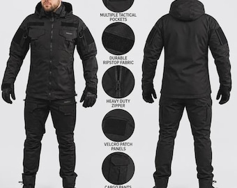 Black Tactical Outfit Set for Men - Waterproof Suit