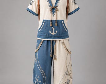 Sailor Cosplay Set, Anime Pirate Outfit, Nautical Fantasy Costume