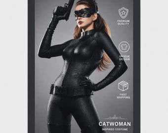 Women's Black Cat Burglar Bodysuit Costume, Feline Cosplay Catsuit, Halloween Outfit
