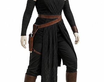 Starwars Inspired Rey Black Cosplay Costume The Rise of Sky walker Rey Jedi Outfit