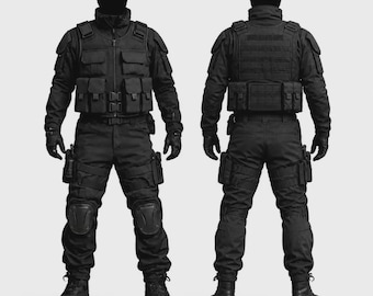Men's Black Tactical Outfit Set | Military Combat Uniform