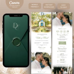 Wedding Website Template | Green Canva RSVP Site | Elegant Digital Invitation | Save the Date Instant Download