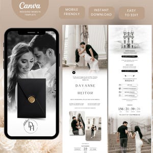 Wedding Website Template | Canva RSVP Form | Mobile Digital Invitation | Instant Download