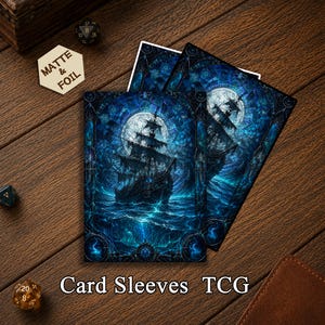 mtg pirate card sleeves Anime Rune Knight 102 Pack Compatible with & TCGs Perfect for Celes Rune Knight & Final Fantasy Commander Decks Premium Card Game Sleeves for Magic fitting Standard Pirate Commander deck sleeve color